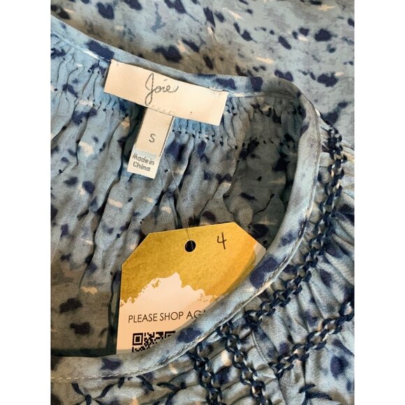 Joie Blue Speckled Silk Tie-Neck Top, Size S - Picture 8 of 9